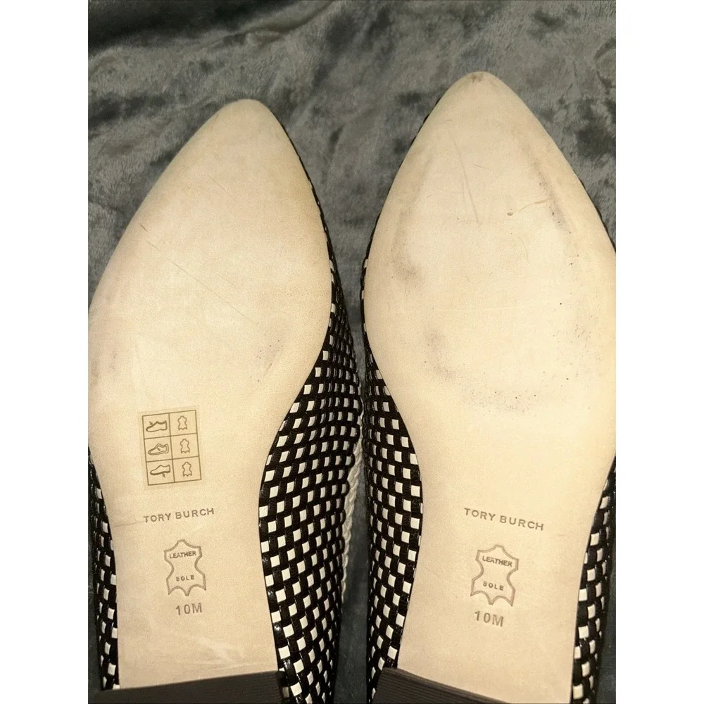 Tory Burch‎ SIZE 10 M Coco/ New Cream Envelope Bicolor Raffia Woven Loafers